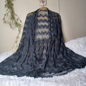 Pretty Young Thing Black Lace Duster Cardigan Long M
